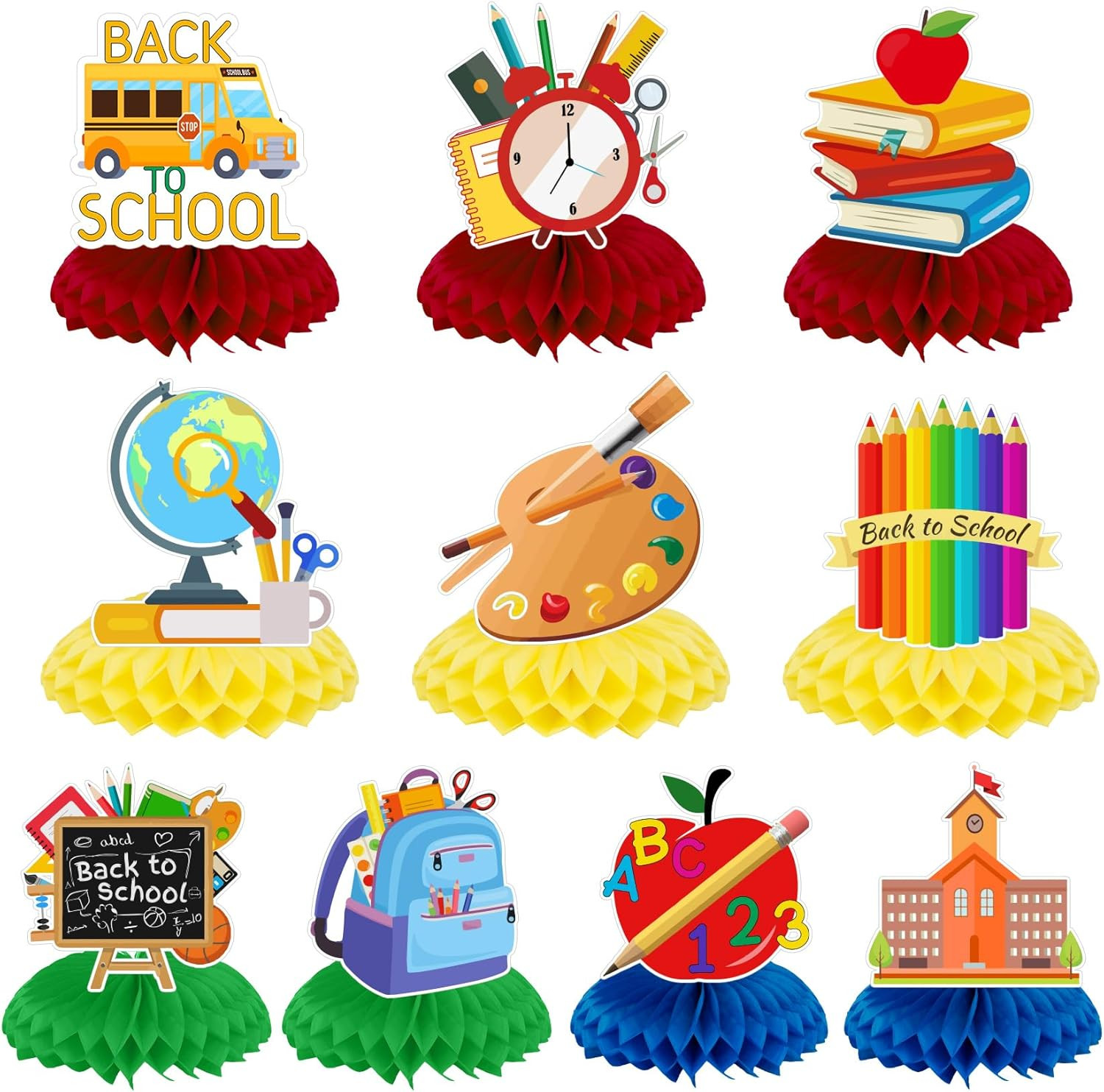 Back to School Indoor Decorations, 10 Sets Colorful First Day of School Honeycom