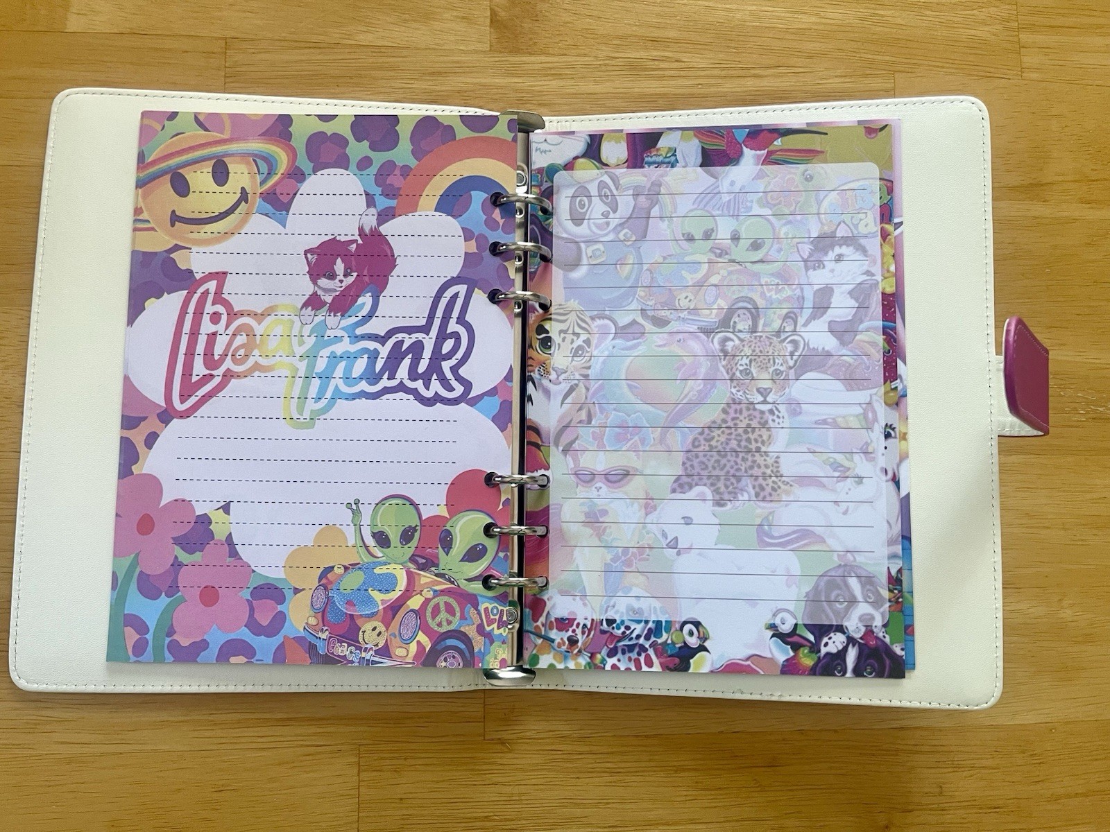 Lisa Frank A5 6 Ring Binder/Notebook /Journal With Paper