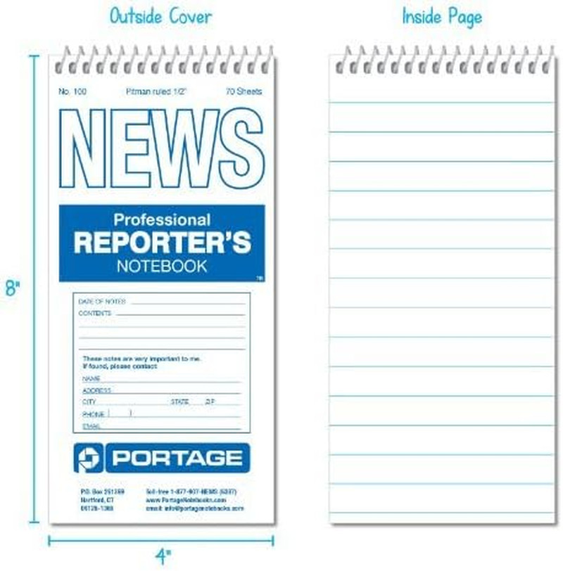 Reporter’S Notebook – Spiral Notebook, Notepad, Writing Pad for Professional Rep