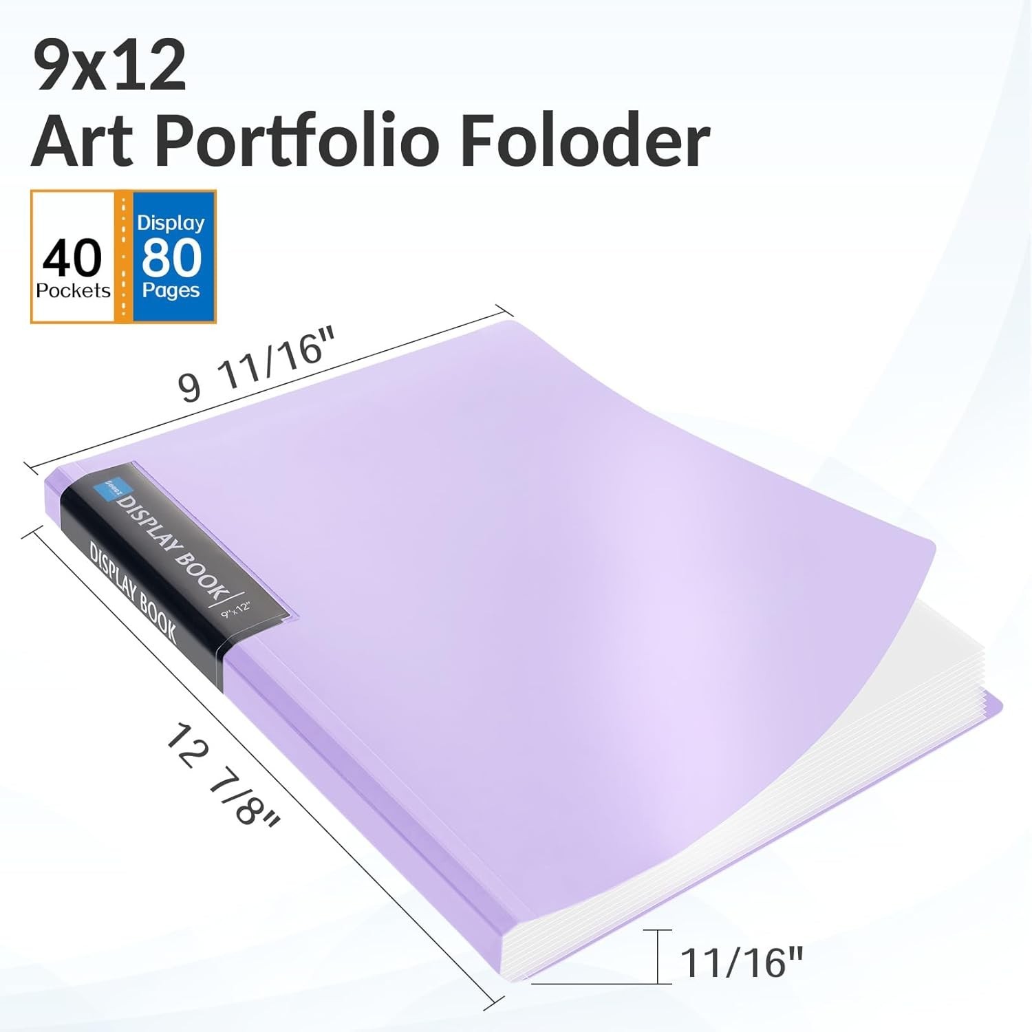 9×12 Presentation Book – Lightweight 40 Pocket Organizer for Artwork