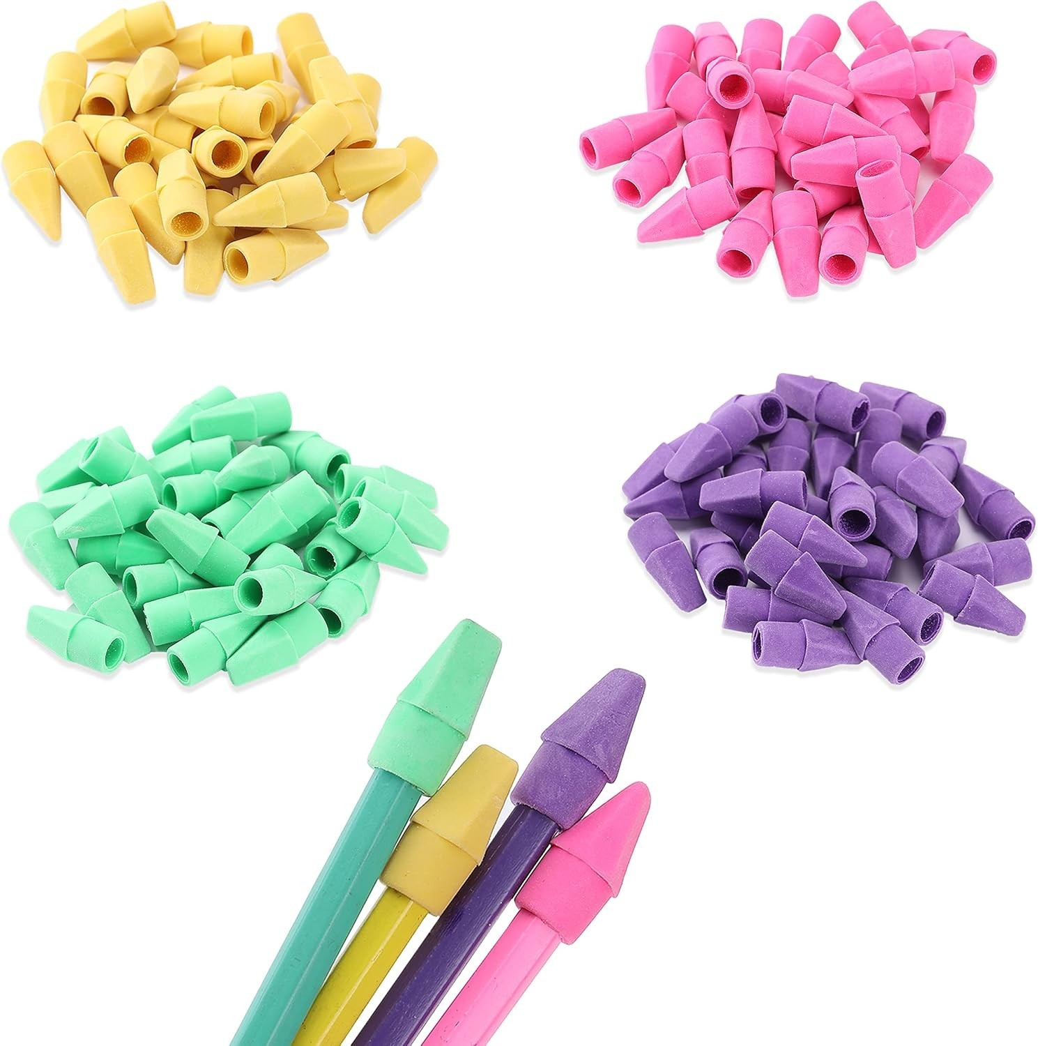 Pencil Top Erasers, 120 Pack, Latex-Free, No-Smudge | Cap Pencil Erasers for …
