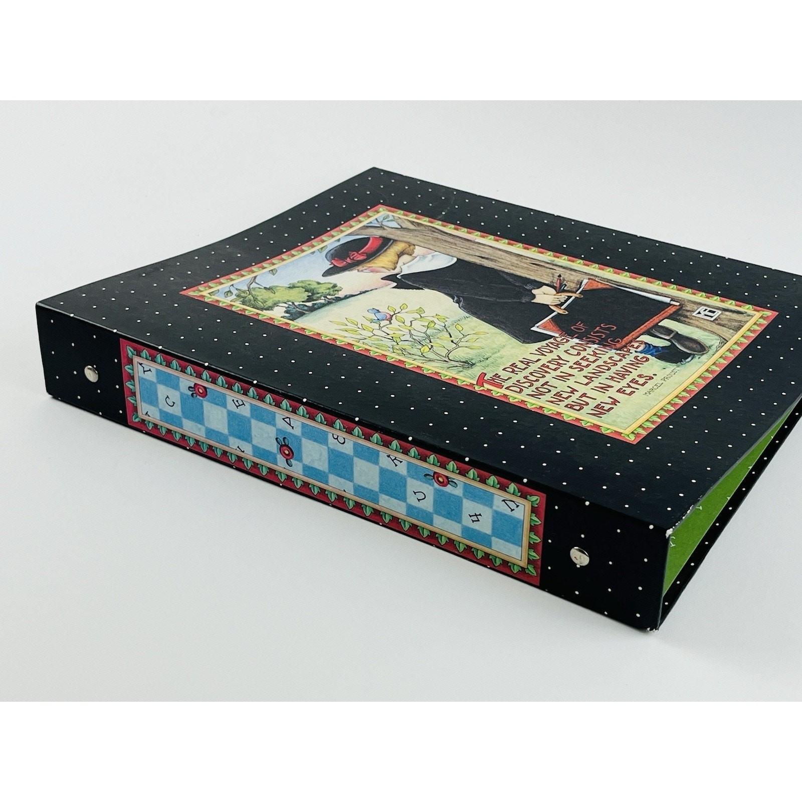 Retired 1998 Mary Engelbreit 3-Ring Binder Girl Tree Black Voyage Landscapes Eye
