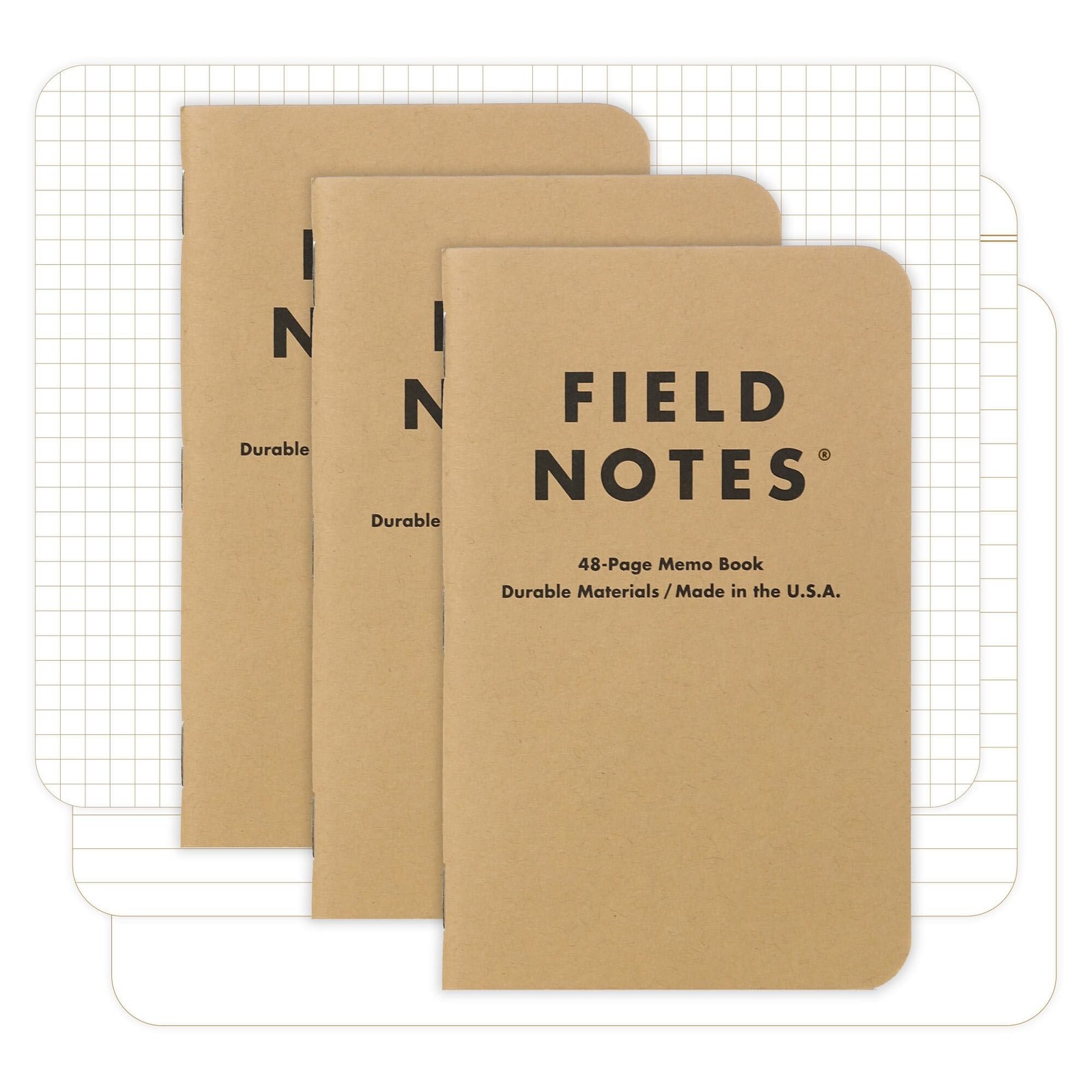 Field Notes: Original Kraft 3-Pack – Mixed Paper (1 Graph/Grid, 1 Ruled/Lined…