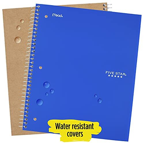 Spiral Notebook, 5 Subject, Wide Ruled Paper, 200 Color Selected for You