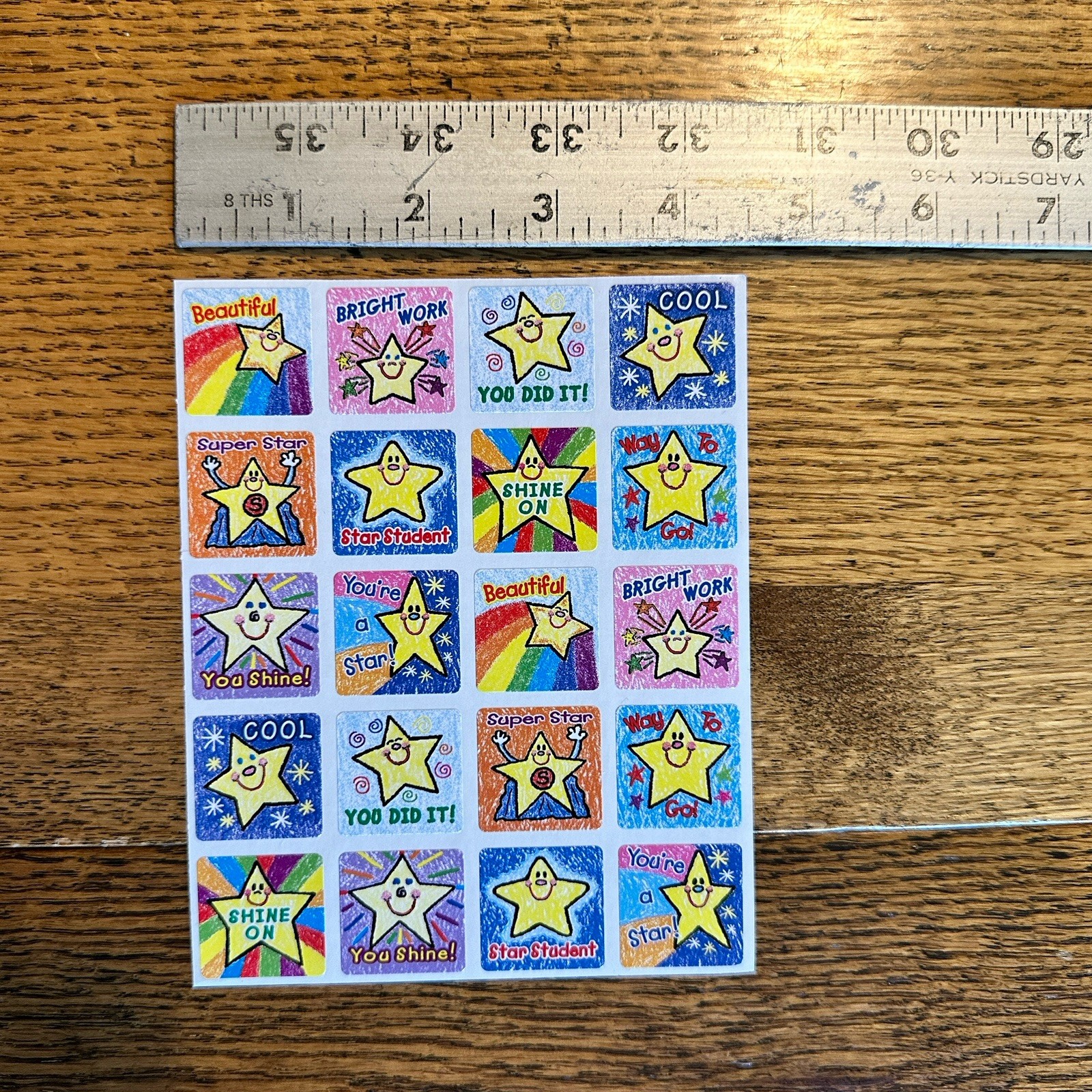 Vtg Carson Dellosa 90s Y2K Kid Drawn Stickers Stars Reward 4 Sheets Nostalgic