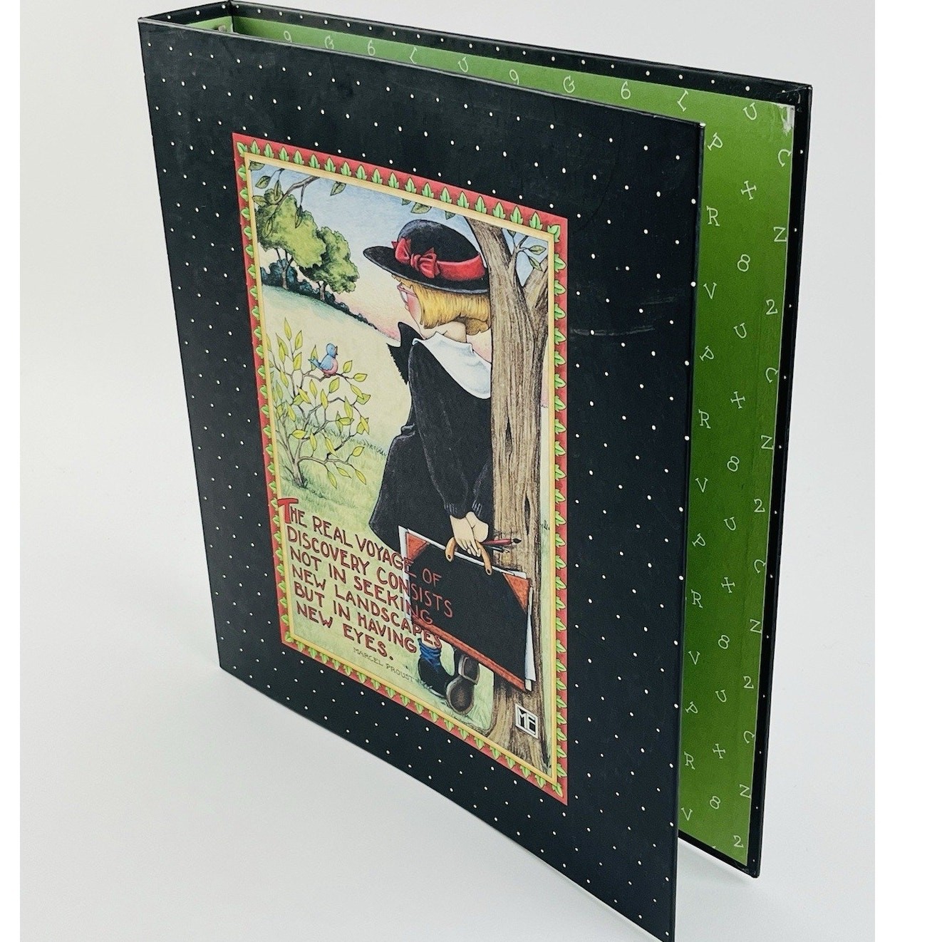 Retired 1998 Mary Engelbreit 3-Ring Binder Girl Tree Black Voyage Landscapes Eye
