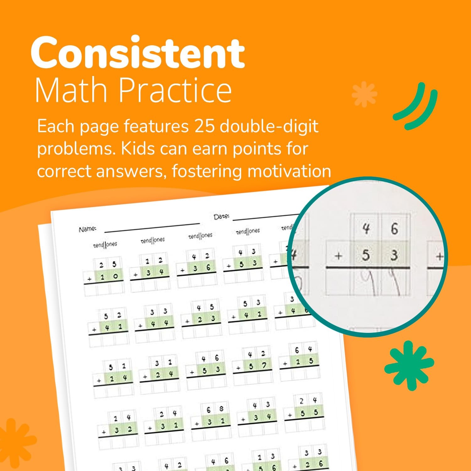 One Page A Day Double Digit Math Problem Workbook for 1st Graders, 2nd Grader…