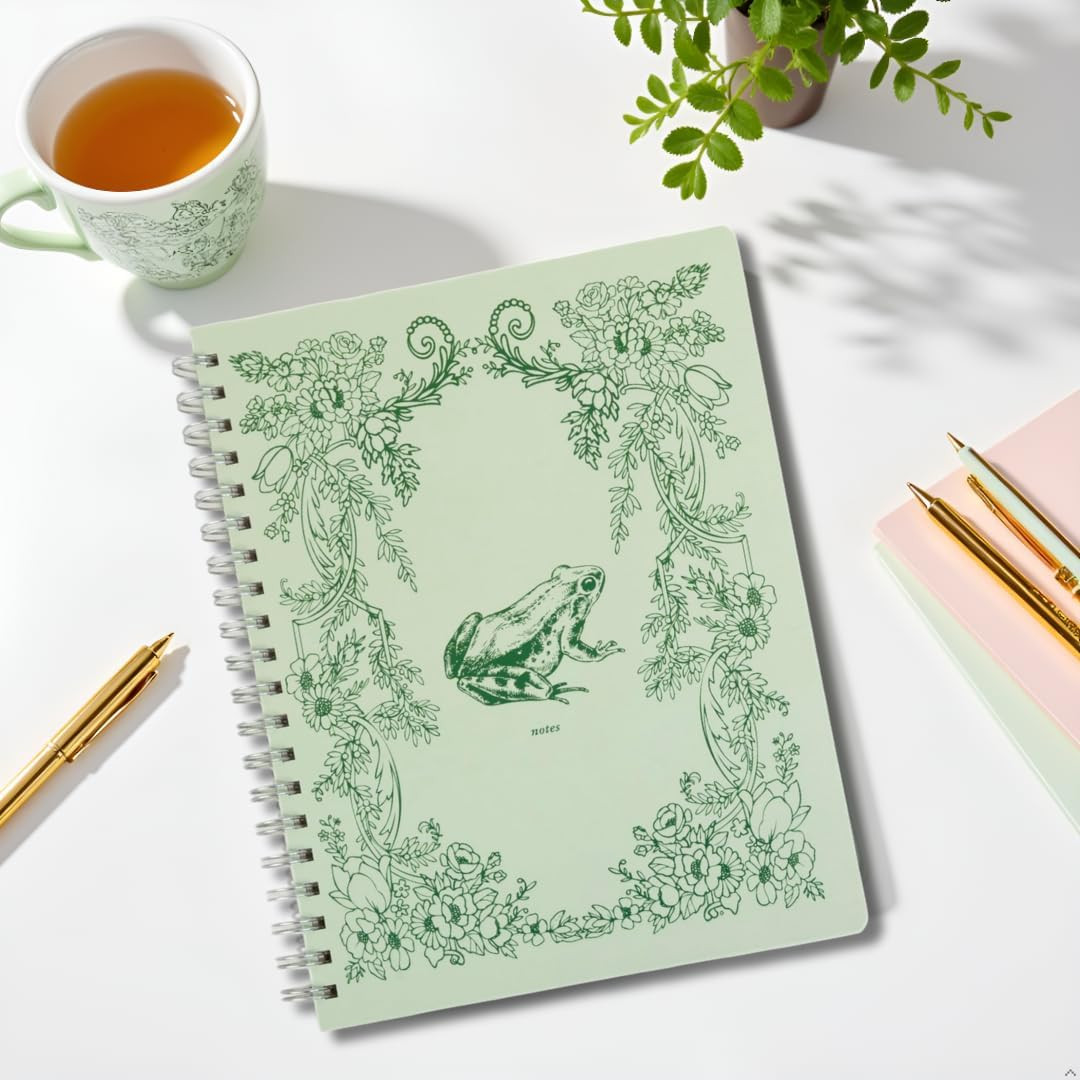 Spiral Hardcover Notebook 8X10.5 – Frog Toile College-Ruled Writing Journal with