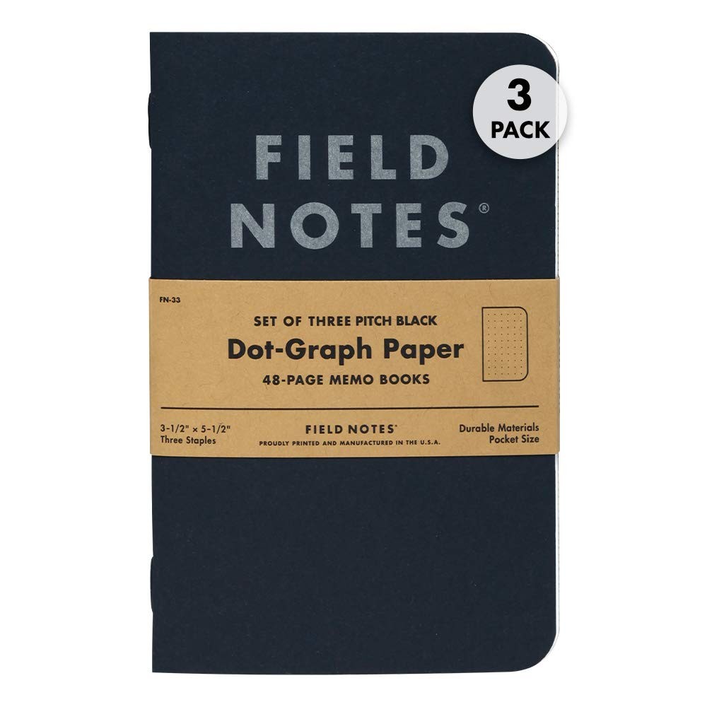 3-Pack Pitch Black Memo Books (3.5″ X 5.5″), Dot-Graph, 48 Pages | Thin Pocke…