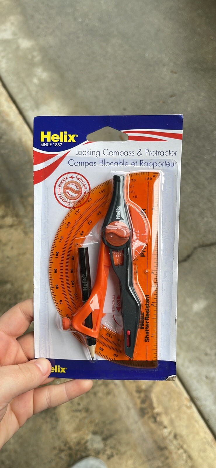 10 Universal Locking Compass and Protractor Sets, Assorted Colors