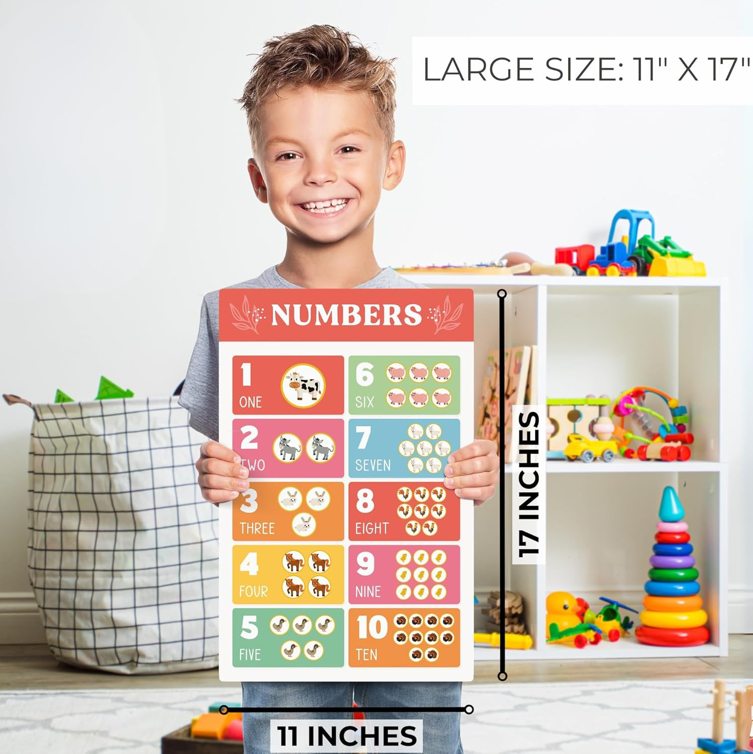 Fun Educational Posters for Toddlers 1–3 – Set of 16 Easy to Read Learning Poste
