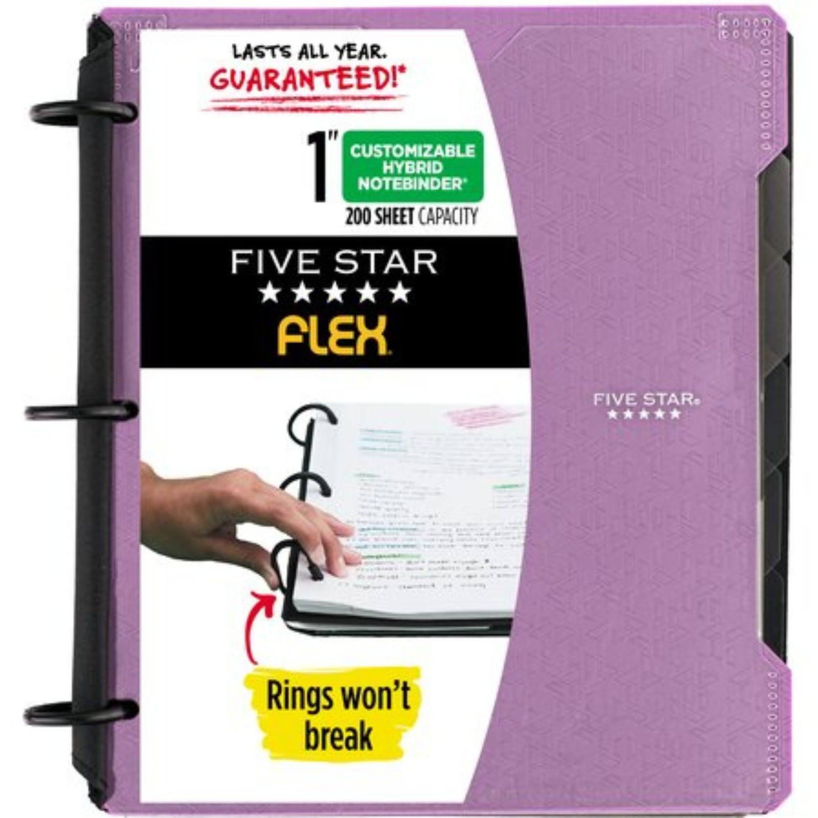 Five Star Flex 1″ Customizable Hybrid NoteBinder: 10-3/4 in. x 10-3/4 in. Amethy