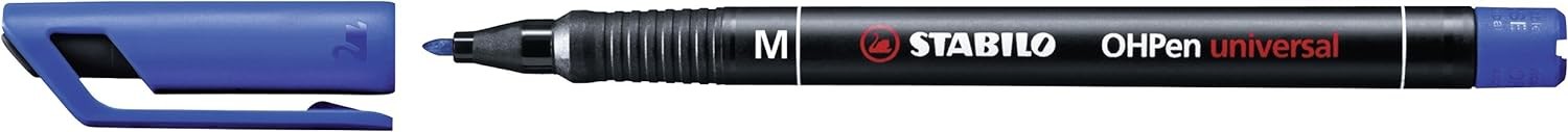 Overhead Pen – STABILO OHPen universal – Permanent Medium – Pack of 10 – blue Pe