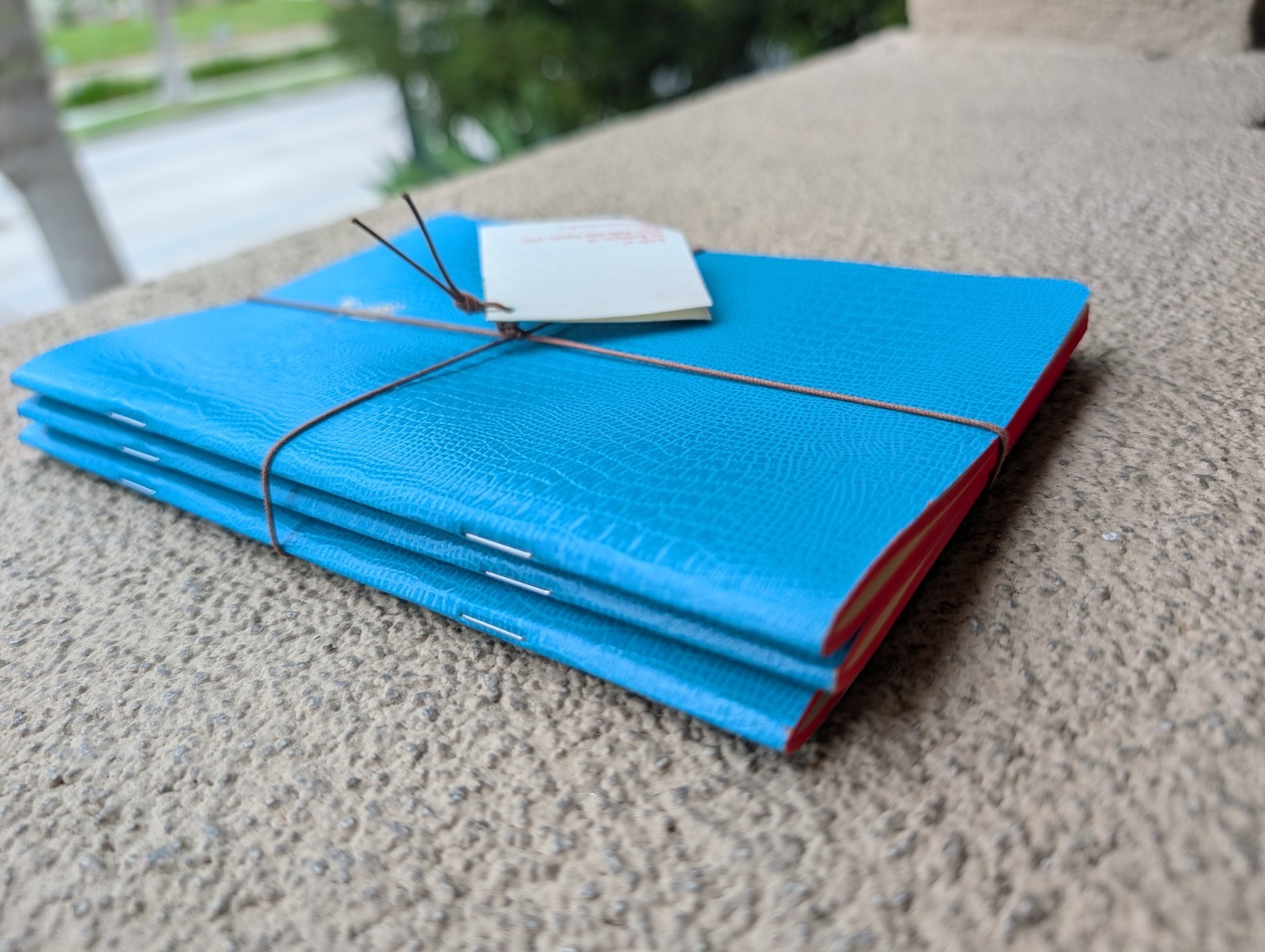 Bieffe Vibrant Blue on Red, Black Lined Notebook, Handcrafted in Italy, 3-Set
