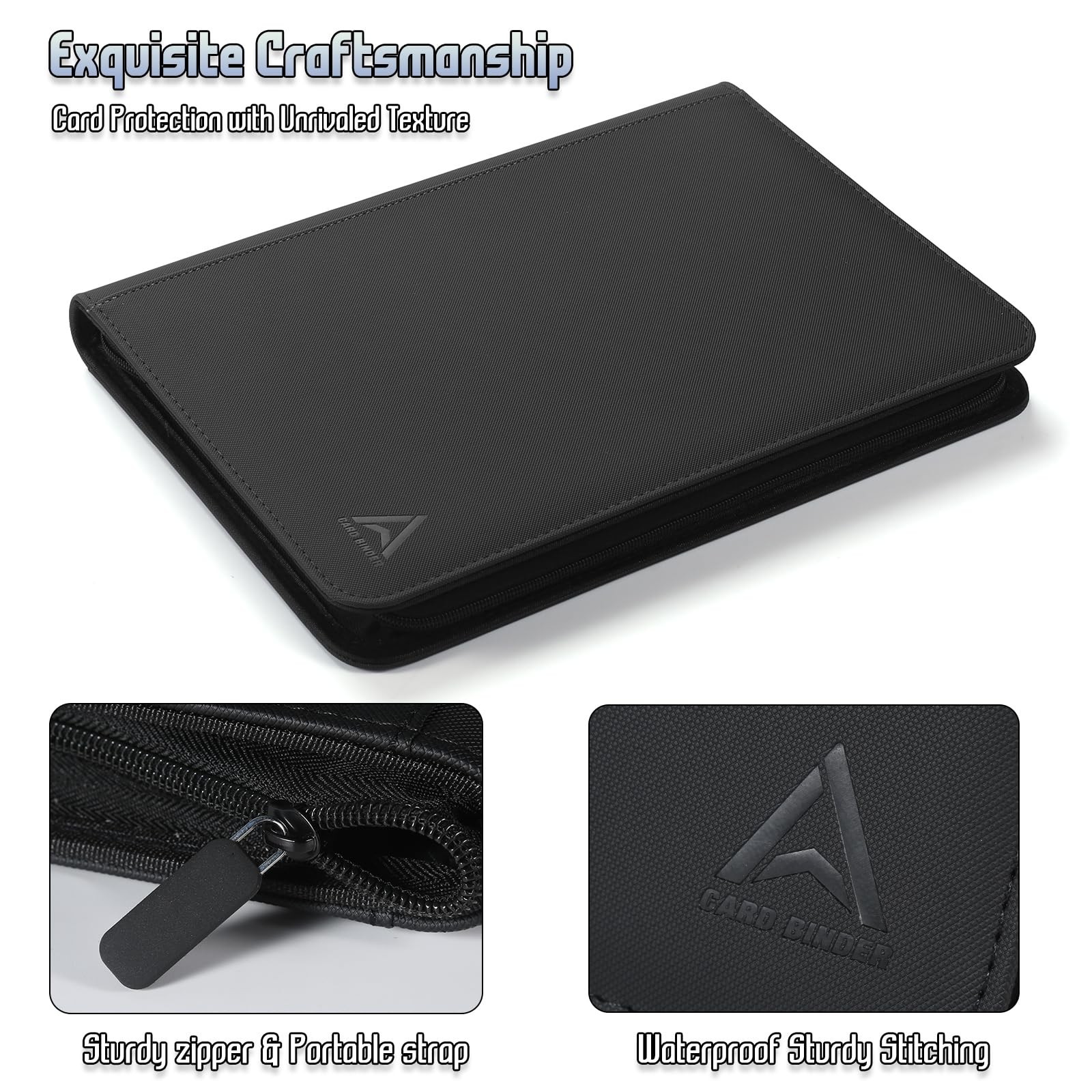 9 Pocket Card Binder – 540 Capacity with Zip Closure Premium, Double-Sided,St…