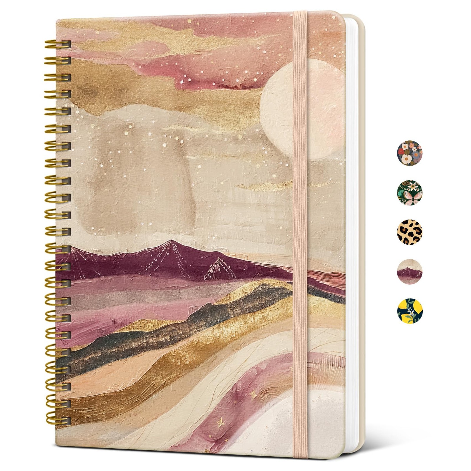 Taja Lined Spiral Journal Notebook for Women, A5 5.8″ × 8.3″, d-Landscape