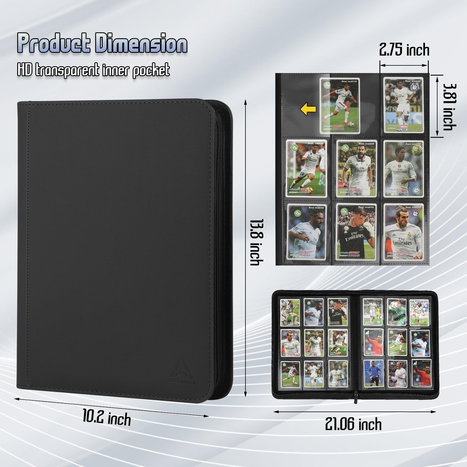 9 Pocket Card Binder – 540 Capacity with Zip Closure Premium, Double-Sided,St…