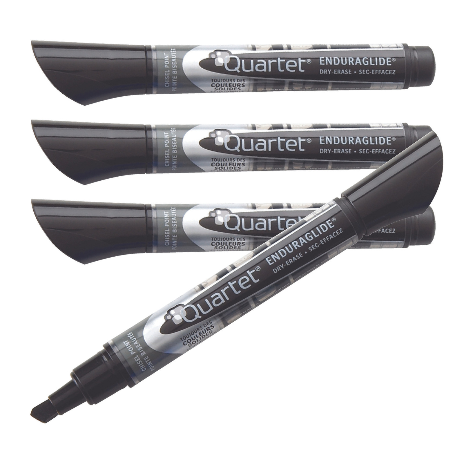Quartet EnduraGlide Chisel Tip Dry-Erase Markers: Black, Chisel / 12-pack