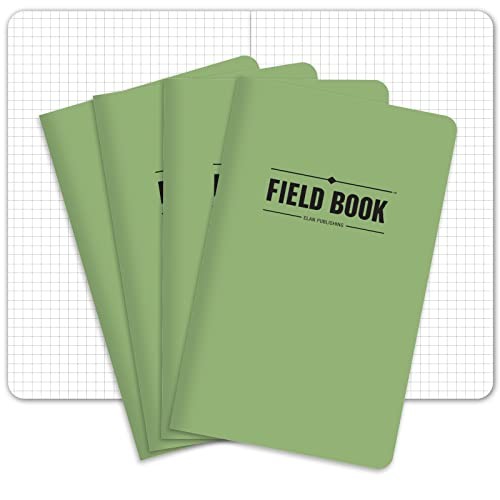 Field Notebook/Journal – 5″x8″ – Green Cover – Graph Book – Pack of 4