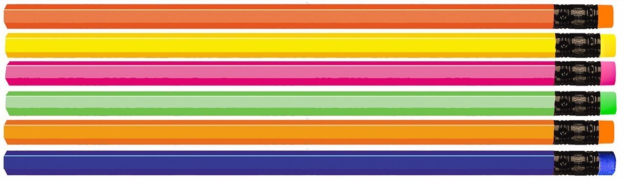 36 Assorted neon hexagon #2 wood pencils Non toxic, USA Made, ExpressPencilsTM