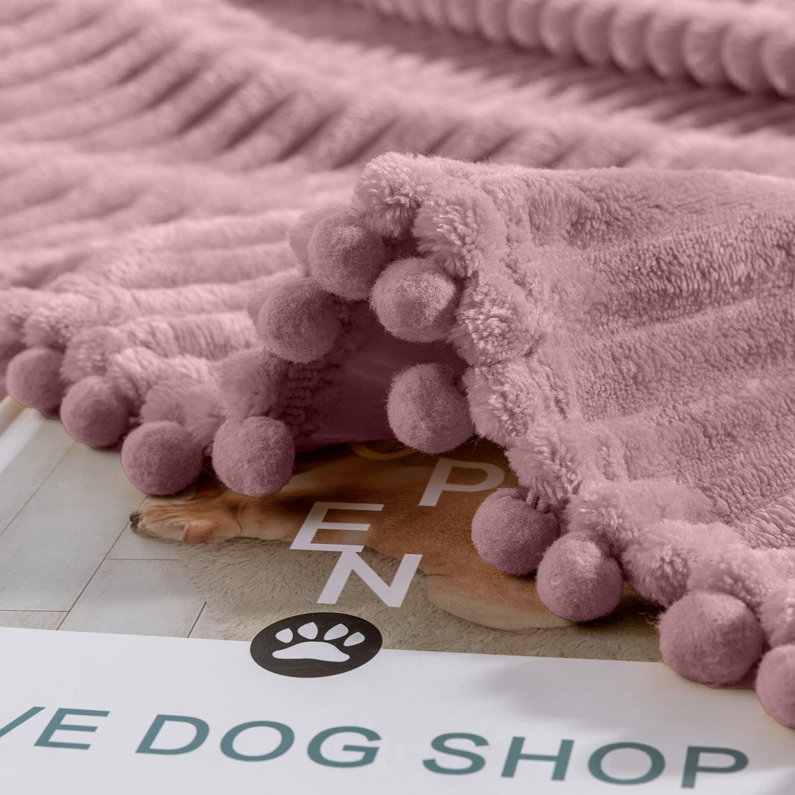 DISSA Fleece Blanket Throw Size – 51×63, Pink – Soft, Plush, Fluffy,
