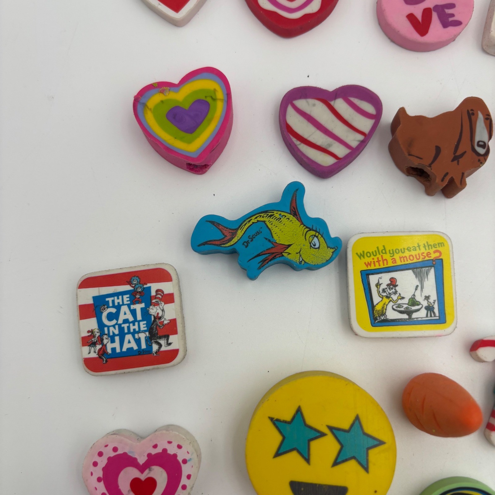 Unbranded Novelty Eraser Lot Kids OS Multicolor Good 69pc Dr Seuss Disney Food