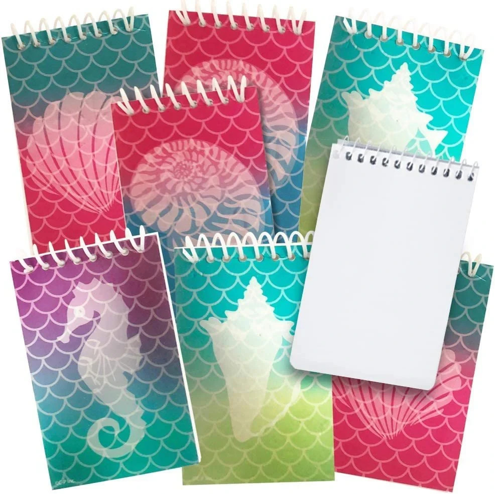 🔥Mini Mermaid Scale Notebooks Pack of 12 Small Spiral Notepads Back To School🔥