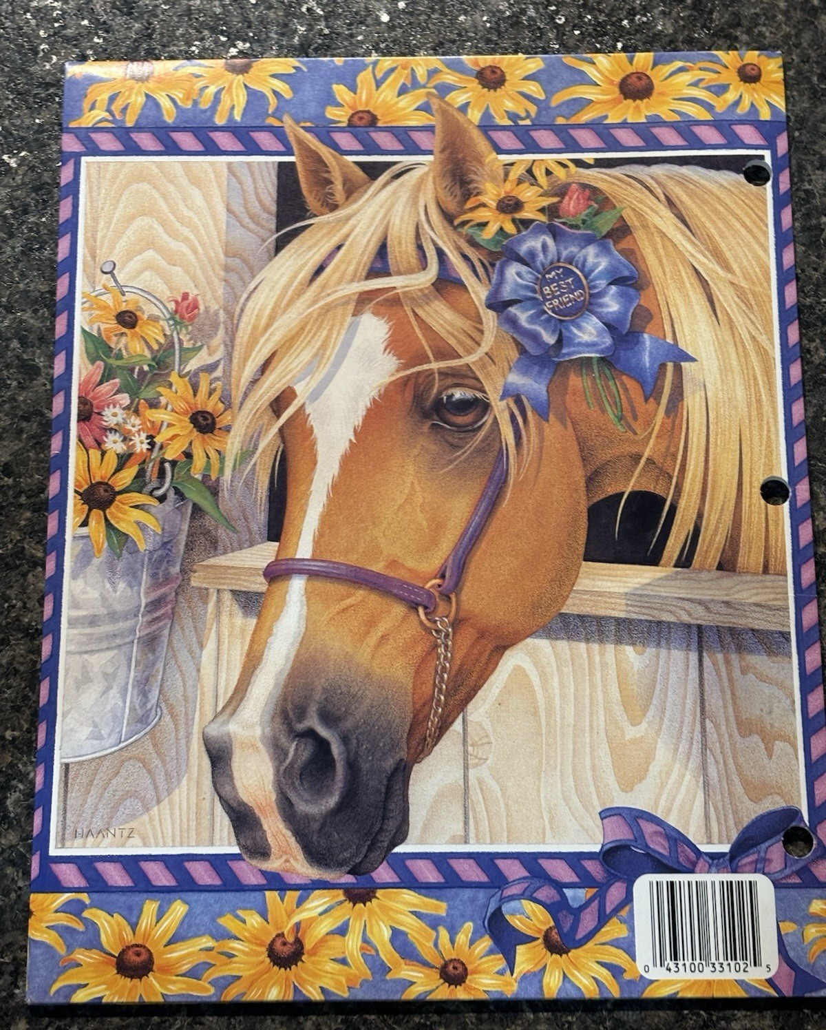 Mead Trapper Keeper Portfolio Folder Retro Horse Daisies Purple RARE made in USA