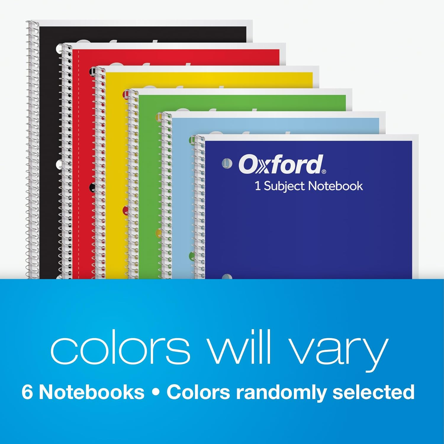 Oxford Spiral Notebook, 6 Pack, 1 Subject, Wide Ruled Paper, Notebooks for Schoo