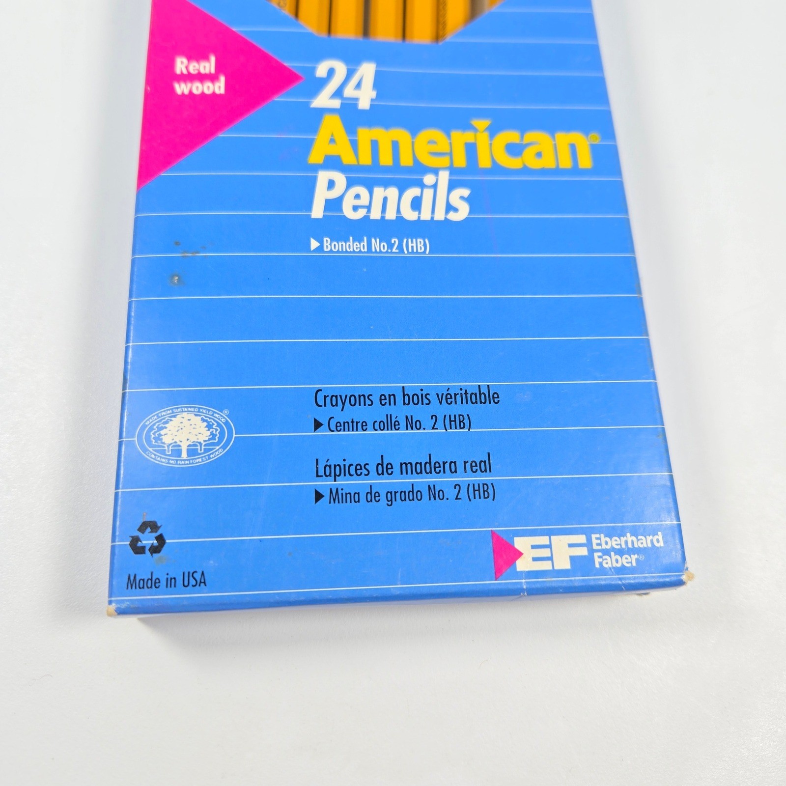 Vintage Eberhard Faber American Pencils No 2 HB Yellow Wood Made in USA 10 Count