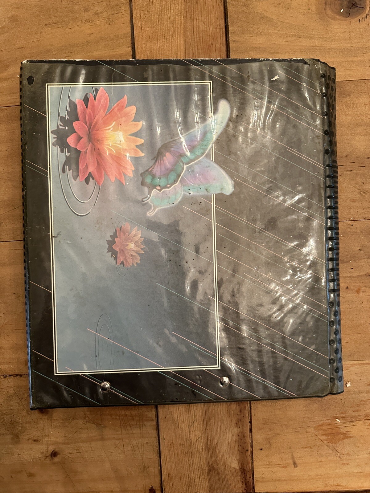 Mead Trapper Keeper 3 Vintage 90’s-Ring Binder Butterfly Water Lily Neon 29096