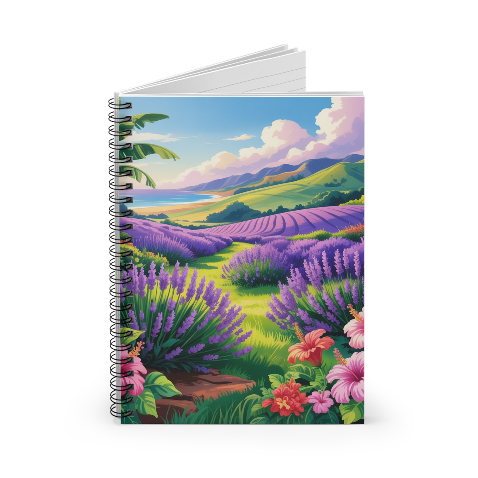 Hawaiian Lavender Fields Spiral Notebook – Perfect for Journaling, Notes