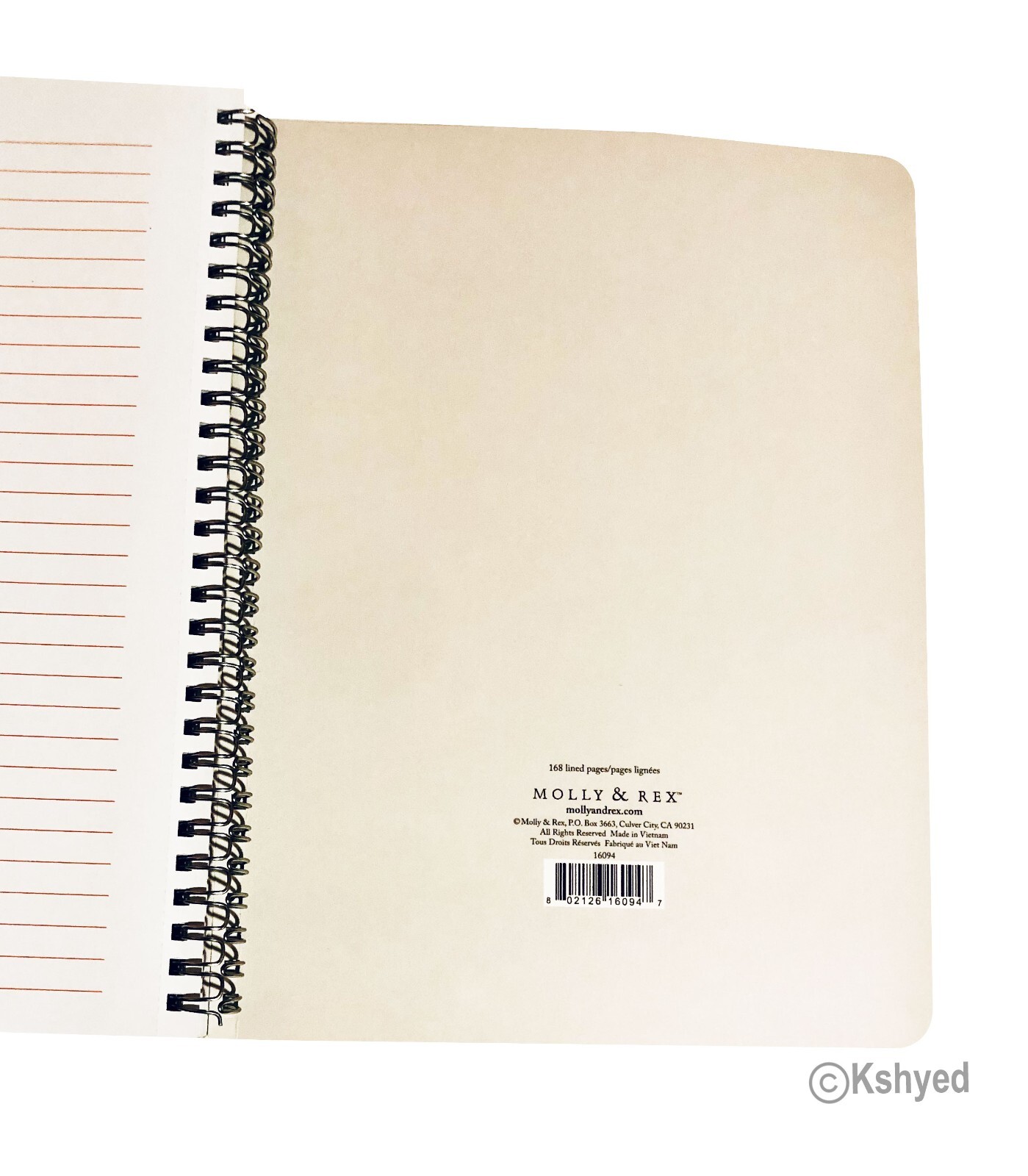 Molly & Rex Spiral Notebook, Dog & Pizza Pattern (1 Pack), Wide Ruled w/ Folder