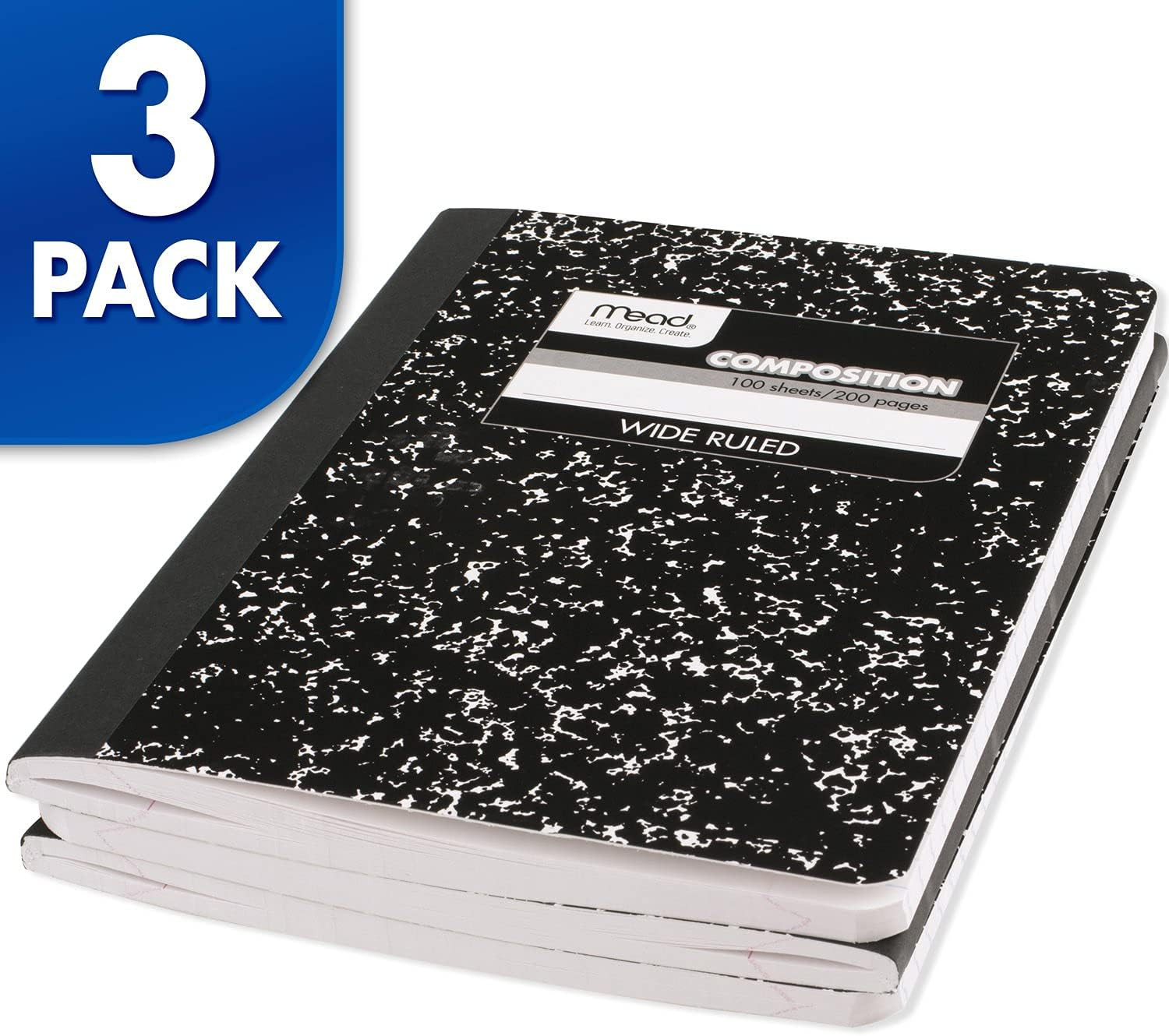 Composition Notebook, 3 Pack, College Ruled Paper, 7-1/2″ X 9-3/4″, 100 Sheets p