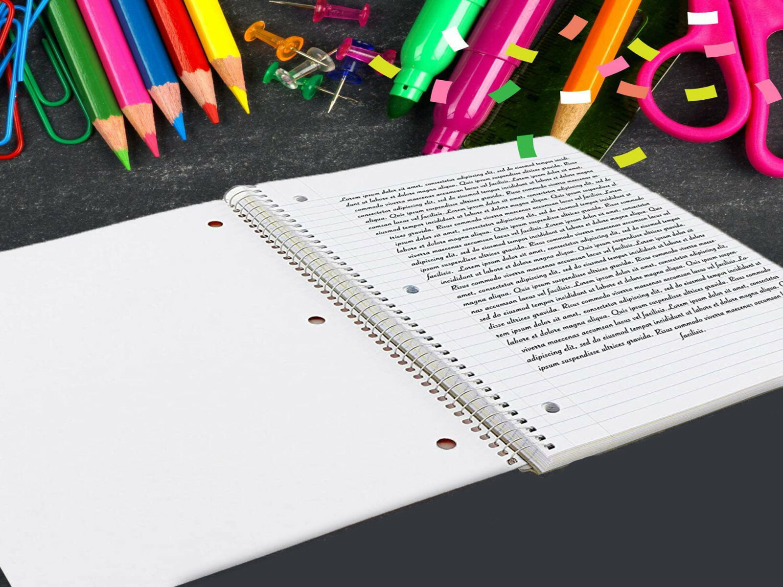 Lot of 24 College Ruled Spiral Notebooks, 70 Sheets, Mixed Colors, USA Made