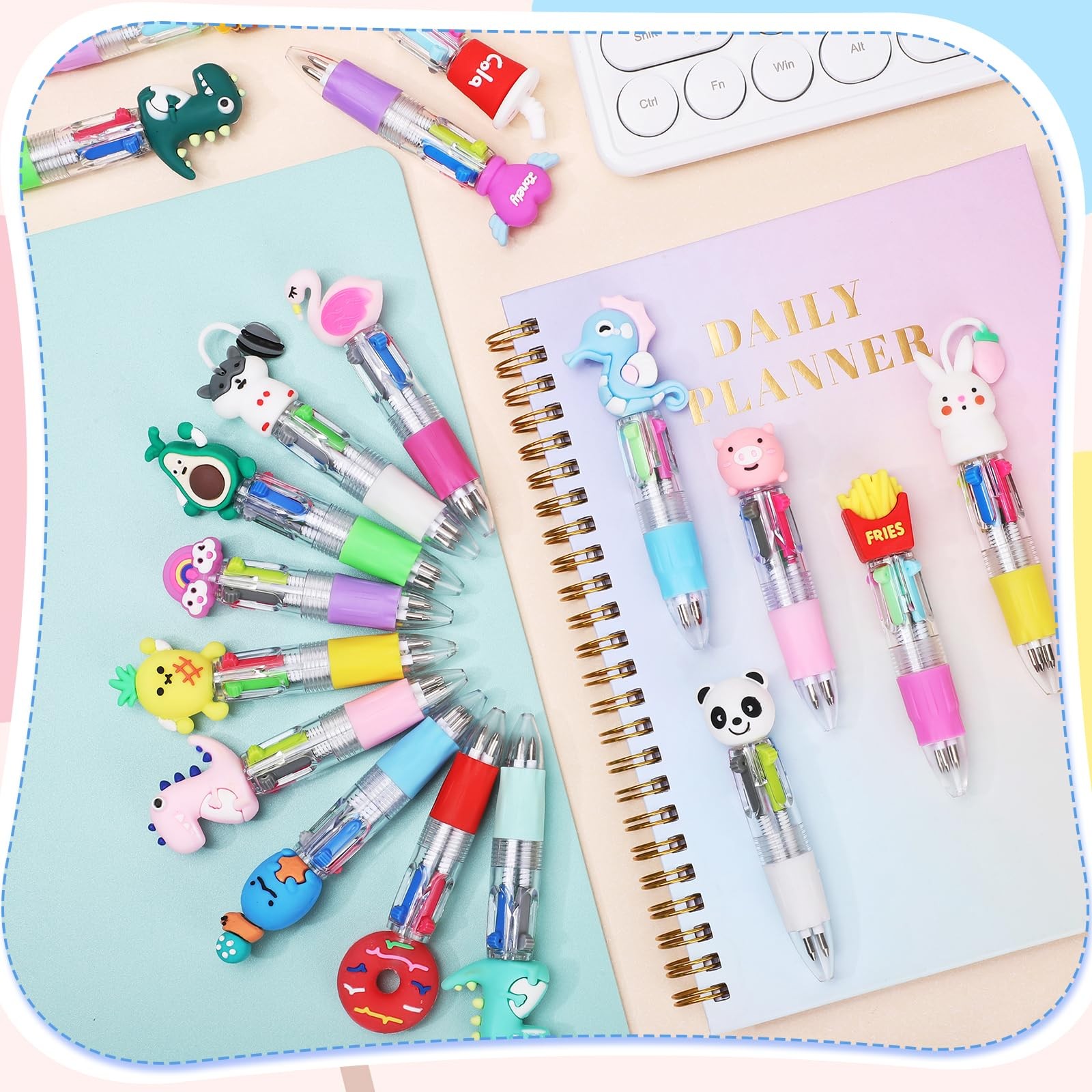 BESARME 48 Packs Multicolor Pen in One, 4-in-1 Fun Pens for Kids