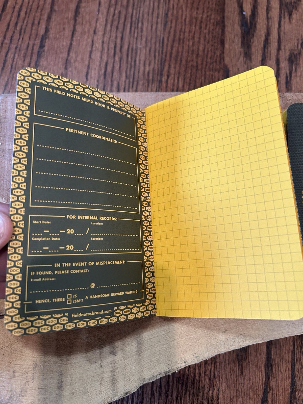Field Notes DDC Factory Floor Memo Book Surplus Green with Hazard Yellow