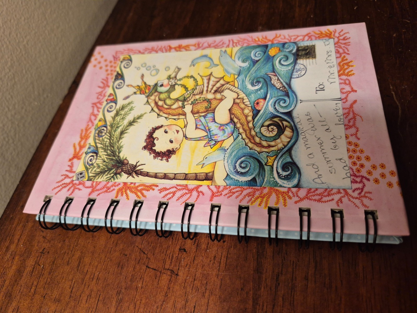 Mary Engelbreit 2011 lined paper journal with seahorse and child beach scene