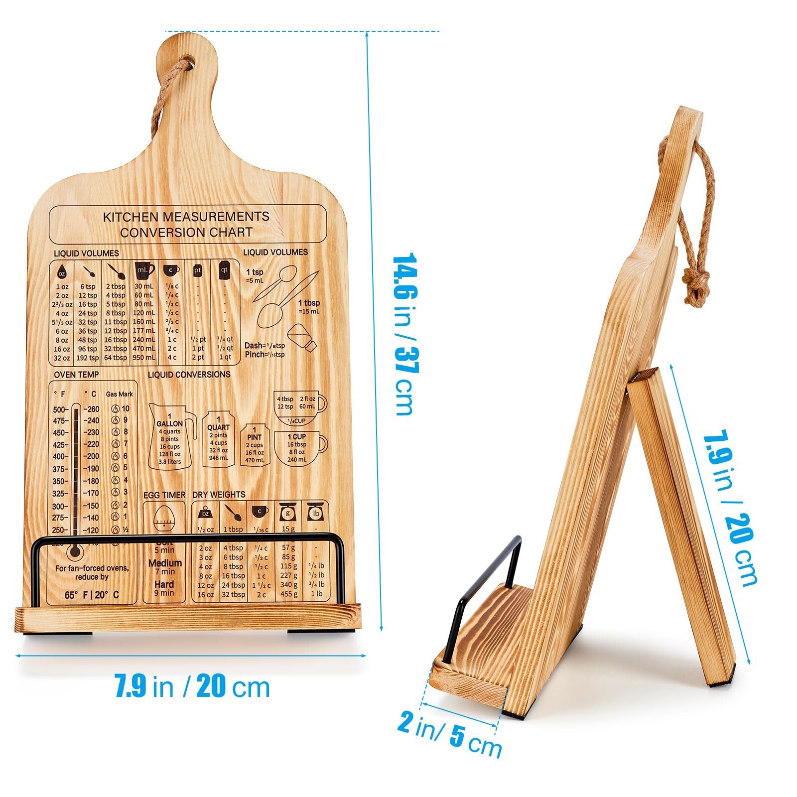 Wooden Cookbook Stand with 2 Aprons, Hieght Adjustable Bookholder for Kitchen…