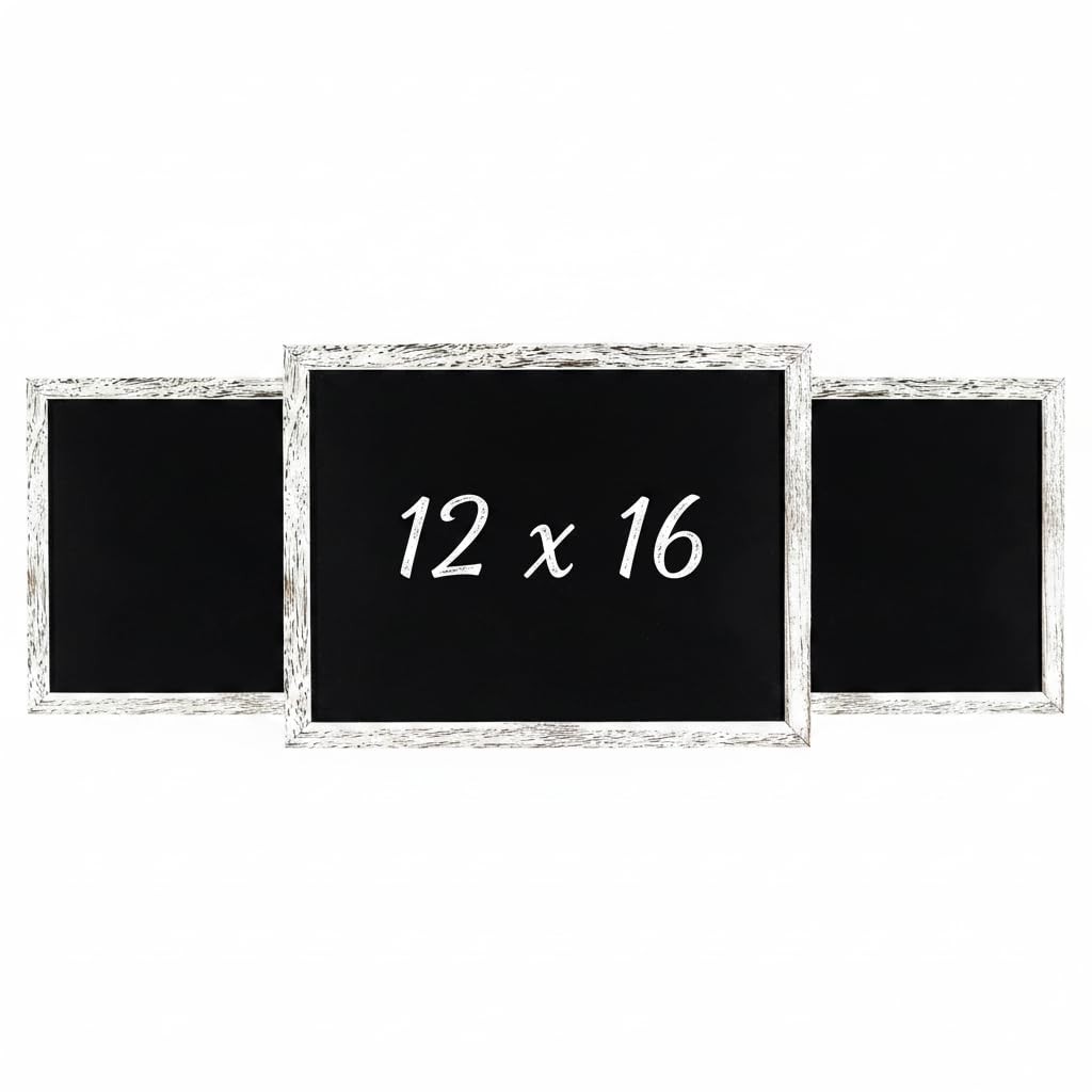 3 Pack 12×16 Chalkboard Set Rustic White Wood Frame Wall Menu Wedding Sign Decor