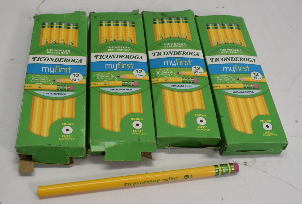 Ticonderoga Beginners Primary Size #2 Pencils 12/Pkg Yellow 13308 4 Packs of 12