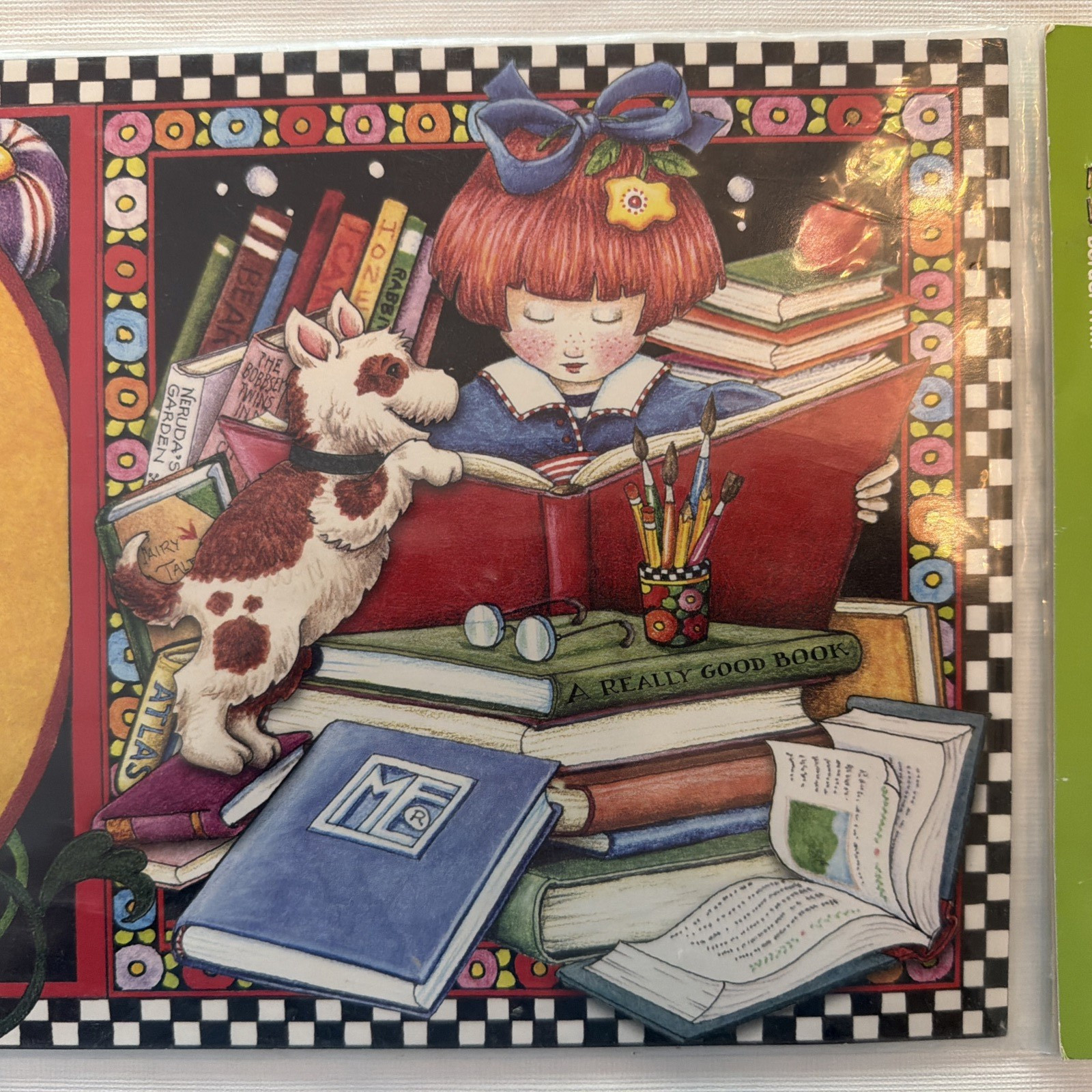 Lot of 2 Mary Engelbreit 39” Banners READ & BOOKS FALL OPEN Teacher School Decor