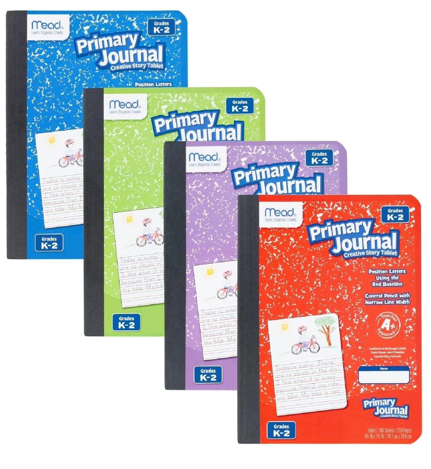 Mead Primary Journal, 12 Pack, Half Page Ruled, Grades K-2, 7-1/2″ x 9-3/4″, 100
