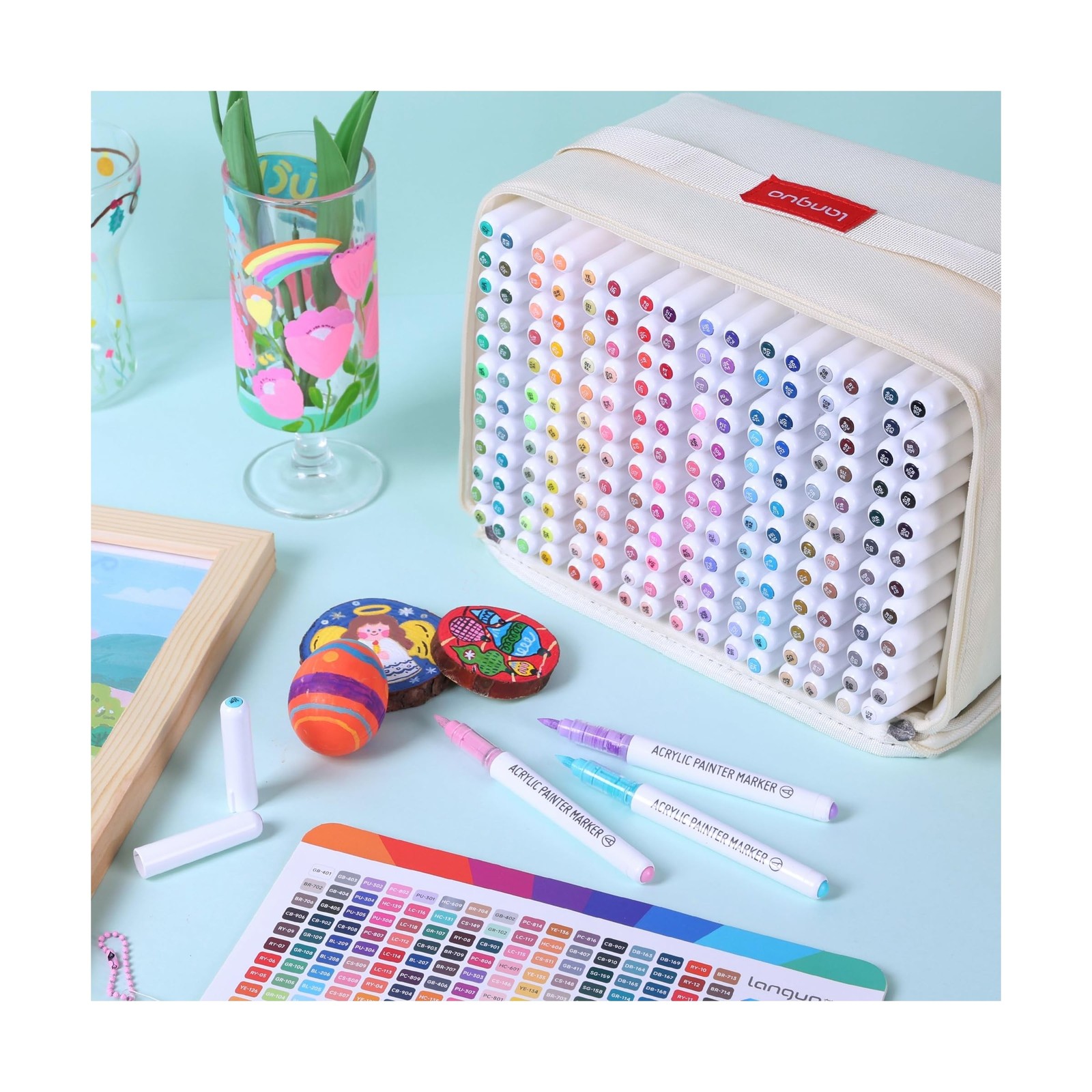 192 Colors Acrylic Paint Markers, Soft Brush Tip Marker Pens Set with Marker …