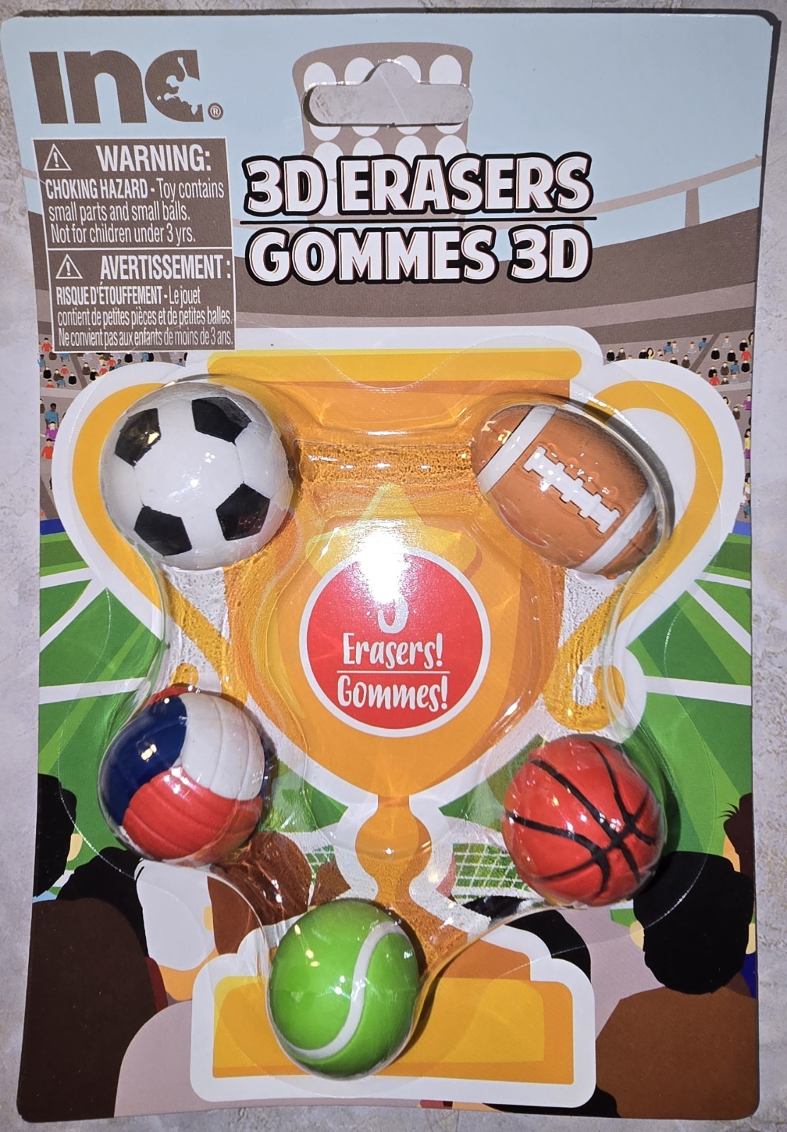 Lot of 2 INC 3D Eraser Sets Sports & Space Themes 10 Total Erasers New