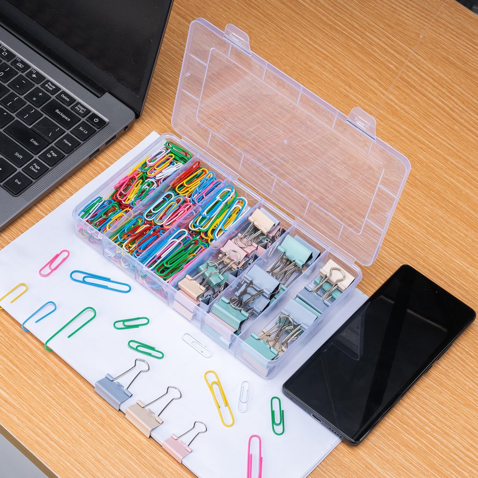 284 PCS Office Clips Set Small Medium Large Binder Clips and Paper Clips Colo…