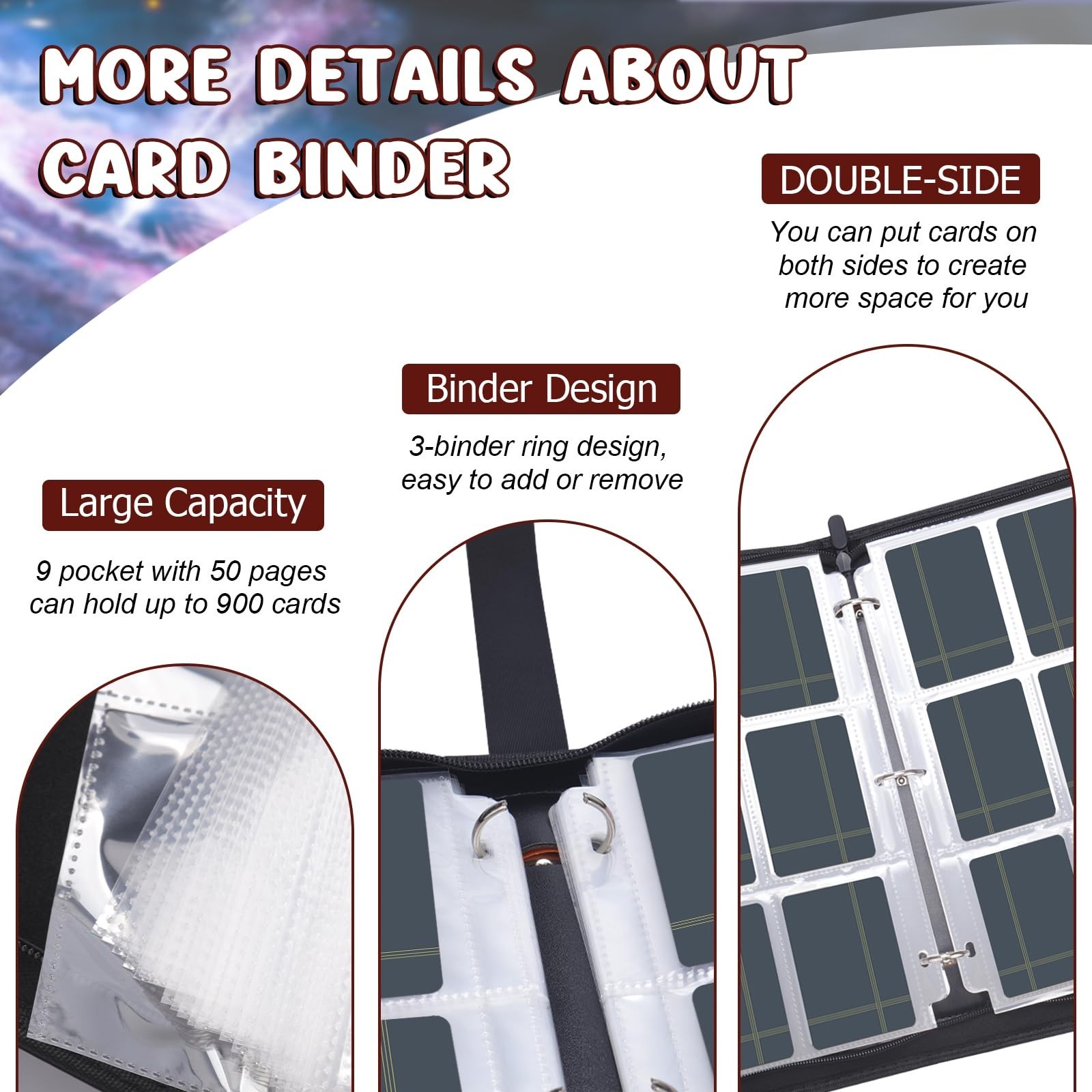 Card Binder 900 Pockets, Trading Card Binder 9 Pocket Card Collector Album Ca…