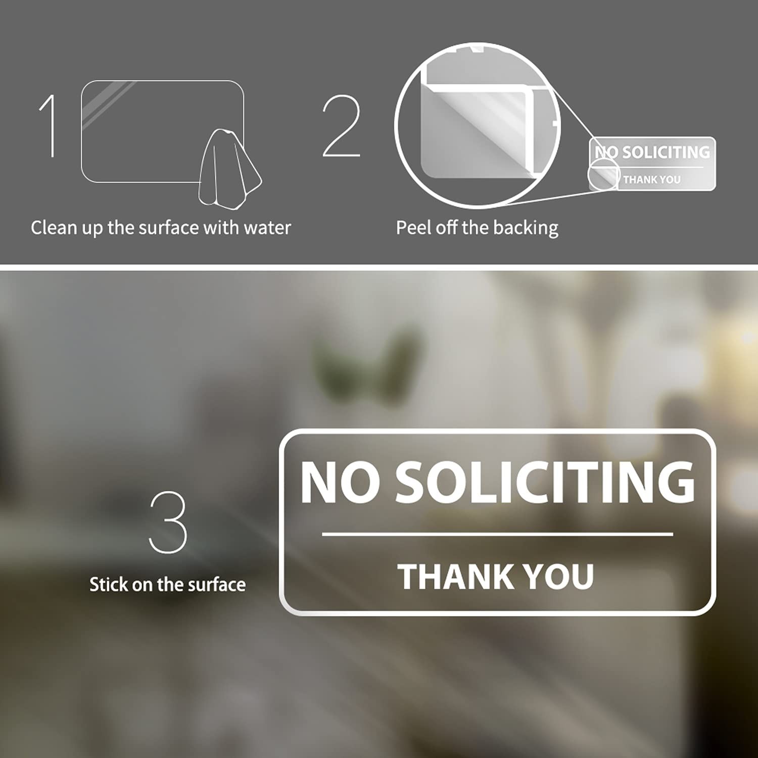 No Soliciting Sign 3”X7” No Soliciting Door Window Sticker Indoor Outdoor W…