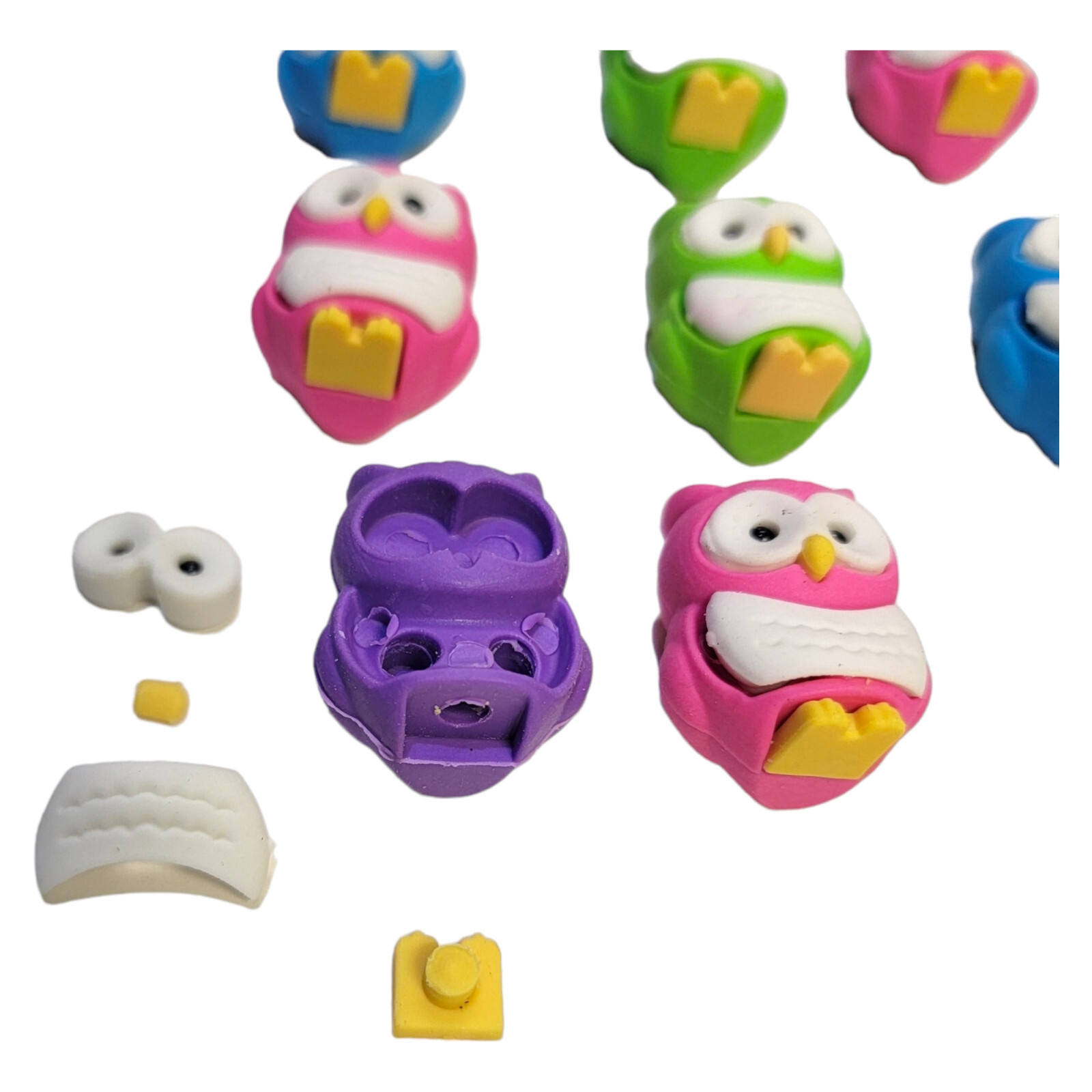 Bulk Owl Pencil Erasers (12 Pack) 3D Shape. Self Standing. Rubber. Size 1.25″ Ki