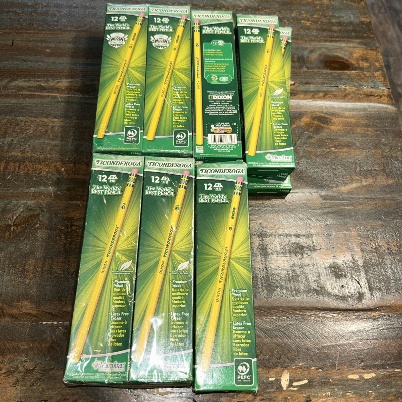 Vintage Dixon Ticonderoga 13882 Pencils No 2/HB Soft 10 Boxes 120 Count USA Made